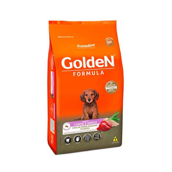 Ração Golden Fórmula Cães Filhotes Mini Bits Sabor Carne e Arroz - 3kg