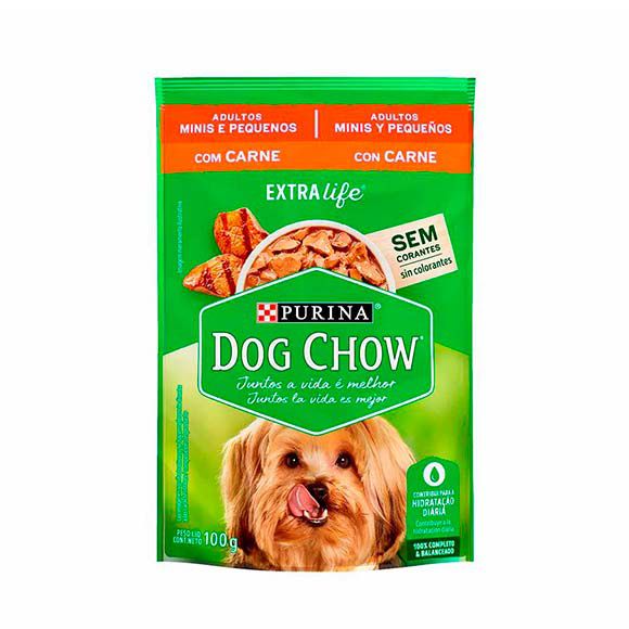 Ração Úmida para Cães Adultos Raças Pequenas Dog Chow Sachê Sabor Carne- 100g
