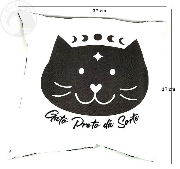 Almofada Gato Preto dá Sorte (Branca/ Preta)