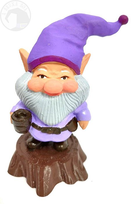 Gnomo no Pedestal - Gorro Lilás