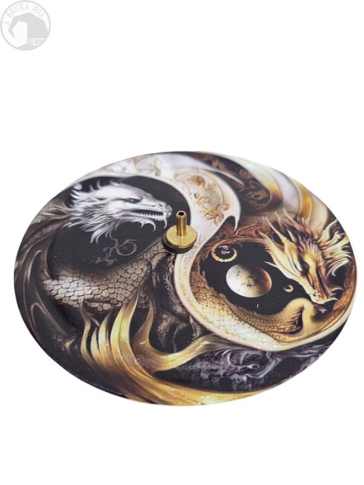 Incensário de Metal (Imã) Dragão Branco e Dourado