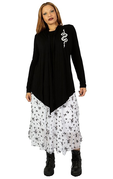 Cardigan de malha com Pontas - estampa Serpente