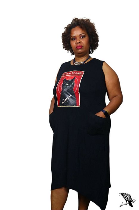 Gato Witch Please  - Vestido Casual Regata - Plus Size