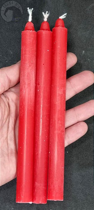 Vela Palito - Vermelha - Pacote com 3 Velas