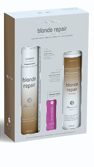 Kit 3 Produtos Red Iron Sh+Cond+Ampola Blonde Repair