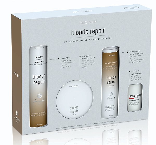 Kit 4 Produtos Red Iron Sh+Cond+Mascara+Leavin Blonde Repair
