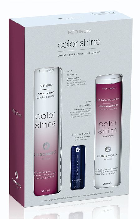 Kit 3 Produtos Red Iron Sh+Cond+Ampola Color Shine
