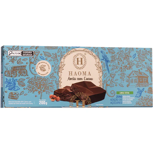 BARRA AVELÃ COM CACAU 200G – HAOMA CHOCOLATES