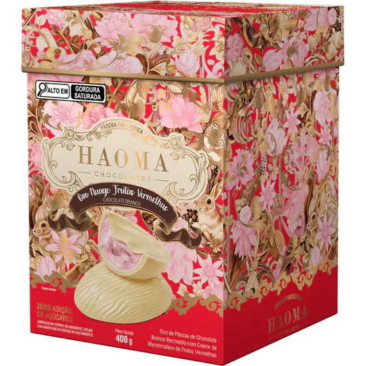 Ovo de Chocolate Branco com Recheio de Nuage Frutas Vermelhas 400g