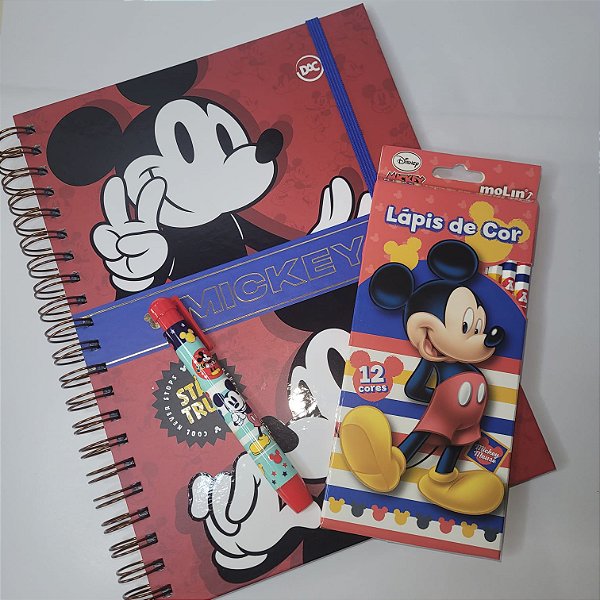 kit mickey mouse caderno a4