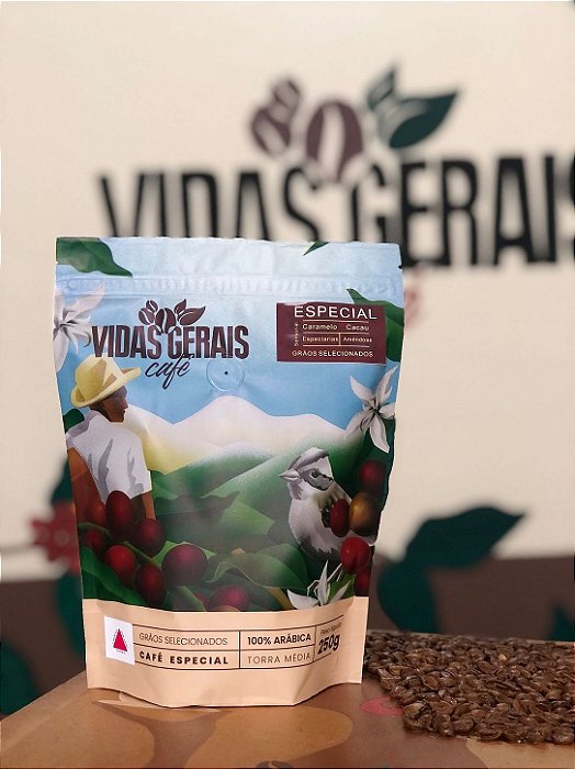 Café Vidas Gerais Especial 250g em grãos 100% Arábica - Região das Matas de Minas e Caparaó