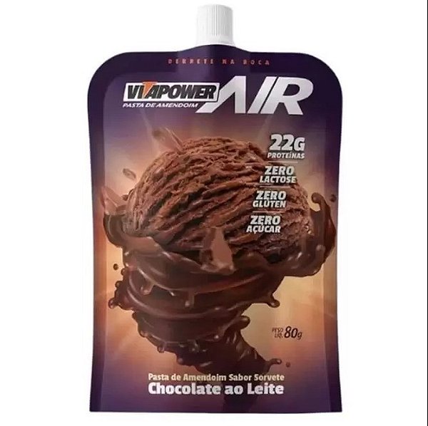 Pasta de Amendoim Air Sorvete Chocolate ao Leite (80g) - Vitapower