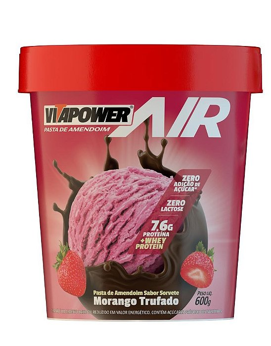 Pasta de Amendoim Air Morango Trufado (600g) - Vitapower - Loja Pro Fitness