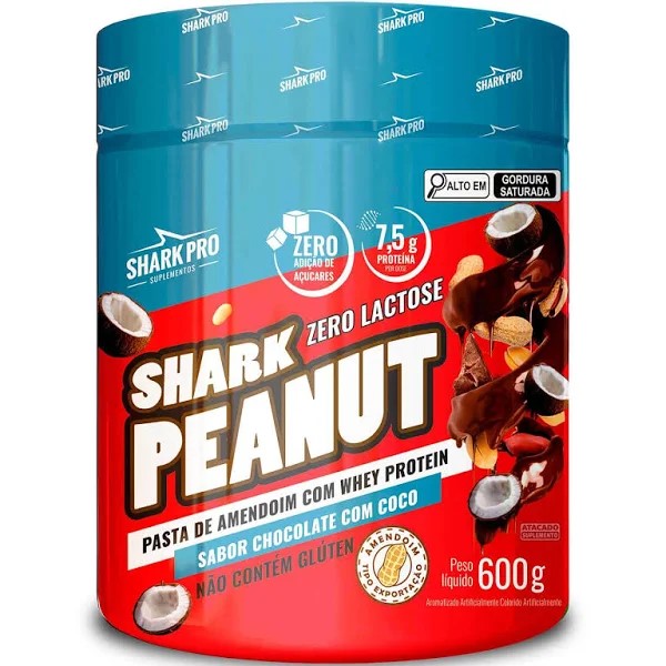 Shark Peanut Zero Lactose Chocolate com Coco - Pasta de Amendoim (600g)