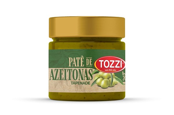 Patê de Azeitonas Verde Tapenade Tozzi - Delícia Gourmet para Happy Hour e Café da Tarde - 200g