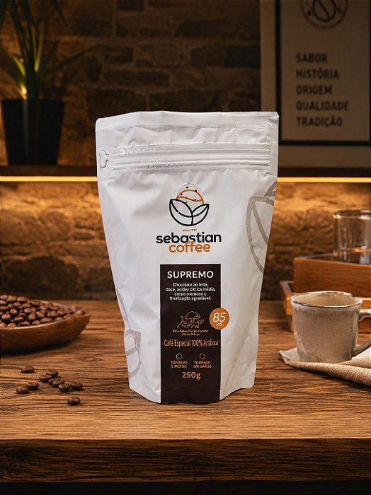 Café 250g GRÃOS -SUPREMO Notas de Chocolate ao leite