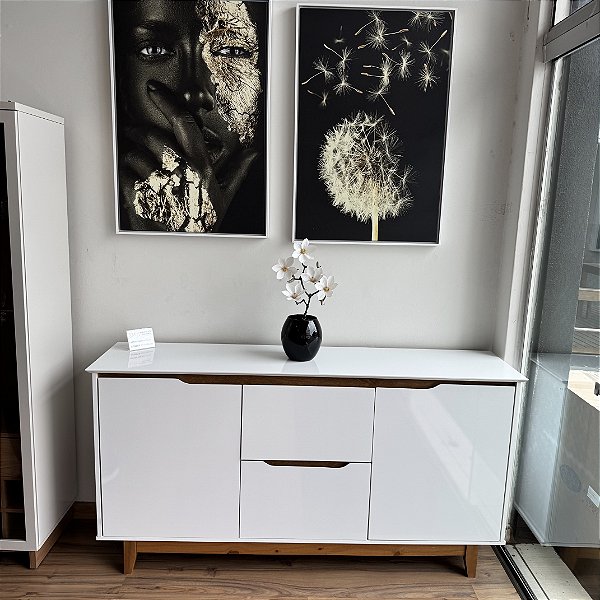 Balcão Buffet Off White com 2 Gavetas e 2 portas 1.63mt