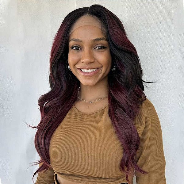 Peruca Front Lace Wig DALE - Preto com Vermelho