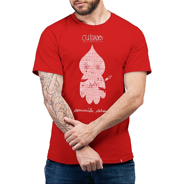 Cuidado Comunista Delirando - Camiseta Basicona Unissex