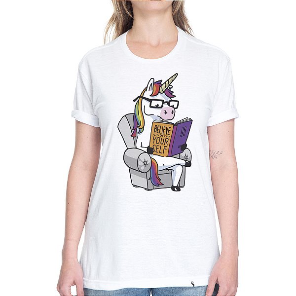 Unicorn Believe Yourself Self Affirmation Book - Camiseta Basicona Unissex
