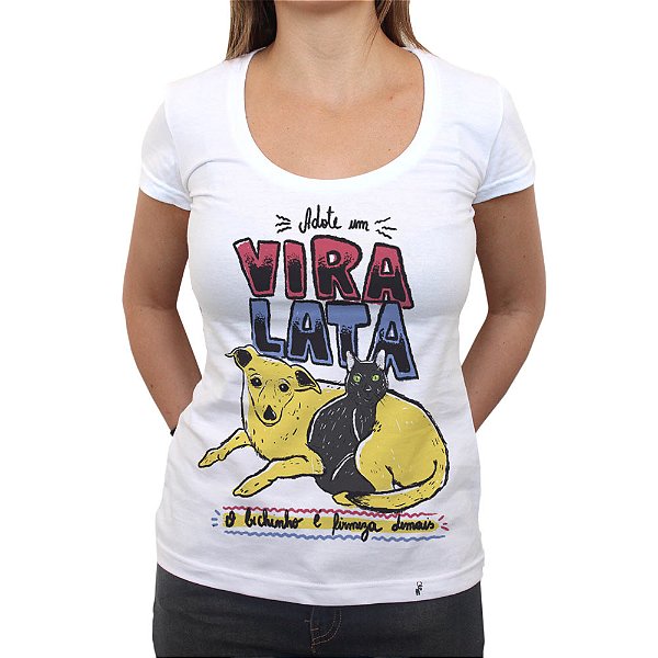 Adote um Vira-lata - Camiseta Clássica Feminina