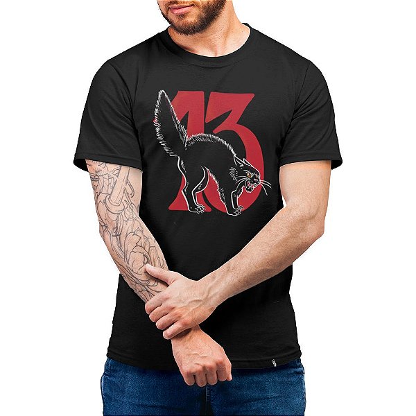 13 Gato - Camiseta Basicona Unissex