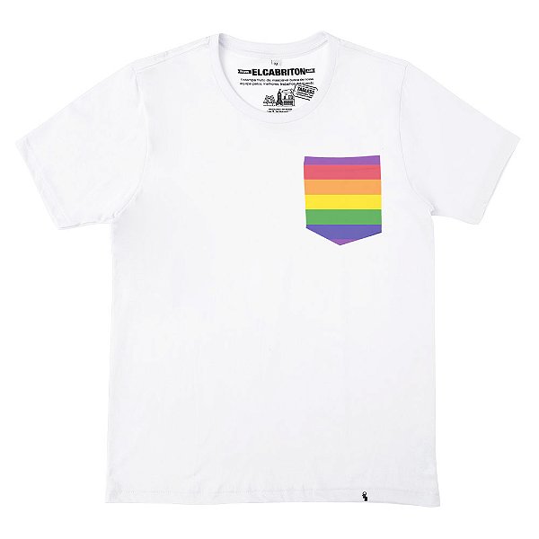 Rainbow Bolso - Camiseta Clássica Masculina c/ Bolso-Saldão