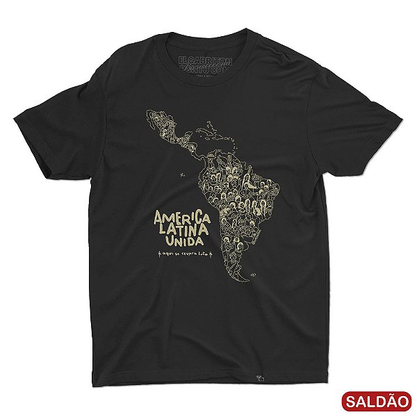 América Latina Unida - Camiseta Basicona Unissex-Saldão