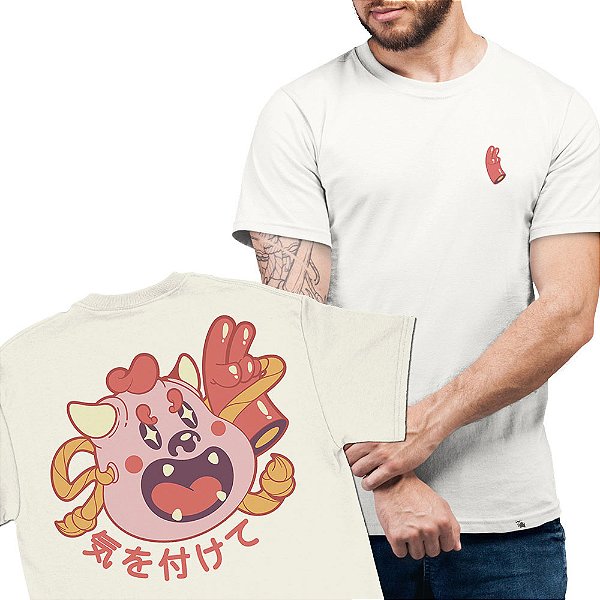 Kiwotsukete - FRENTE e COSTAS - Camiseta Basicona Unissex