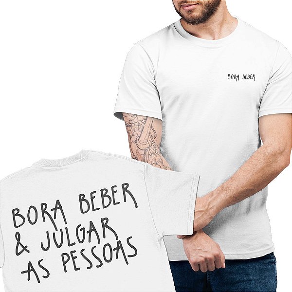 Bora Beber - FRENTE e COSTAS - Camiseta Basicona Unissex