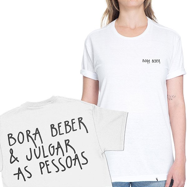 Bora Beber - FRENTE e COSTAS - Camiseta Basicona Unissex