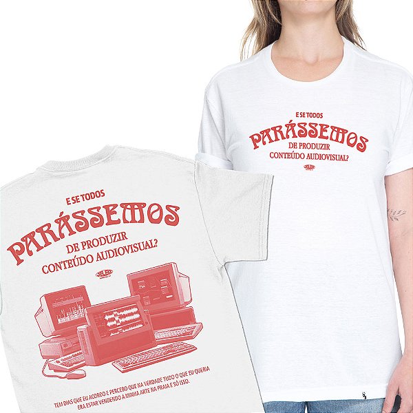 Pare o Audiovisual - FRENTE e COSTAS - Camiseta Basicona Unissex