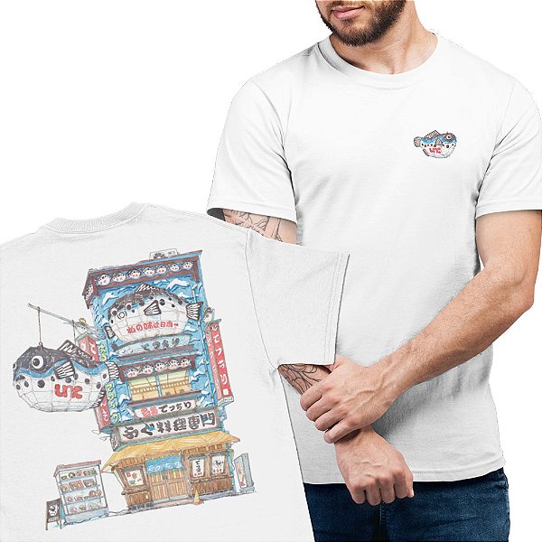 Osaka Peixe - FRENTE e COSTAS - Camiseta Basicona Unissex