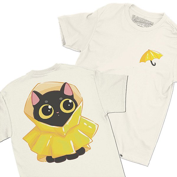 Gatinho de Capa - FRENTE e COSTAS - Camiseta Basicona Unissex