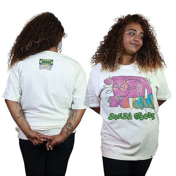Gatinho Zonza - FRENTE e COSTAS - Camiseta Oversized Unissex