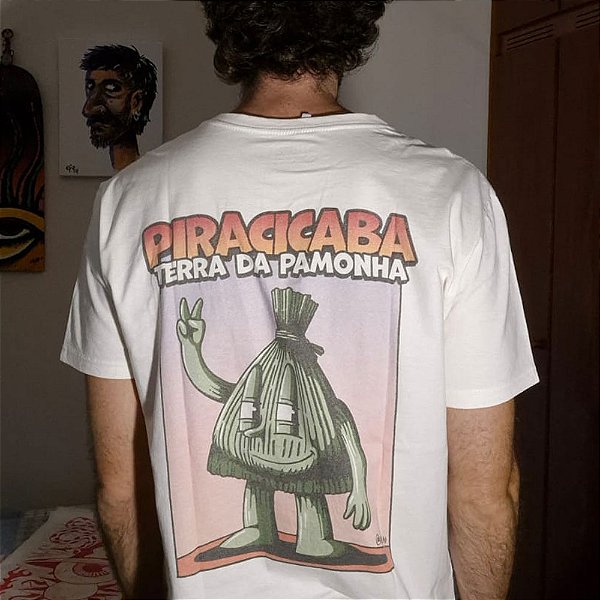 Pamonha de Piracicaba - FRENTE e COSTAS - Camiseta Basicona Unissex