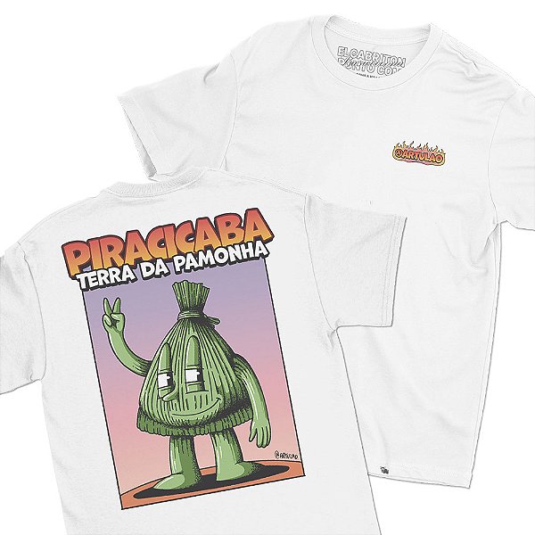 Pamonha de Piracicaba - FRENTE e COSTAS - Camiseta Basicona Unissex
