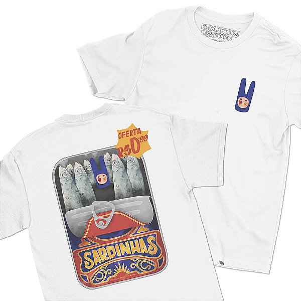 Lou e as Sardinhas - FRENTE e COSTAS - Camiseta Basicona Unissex