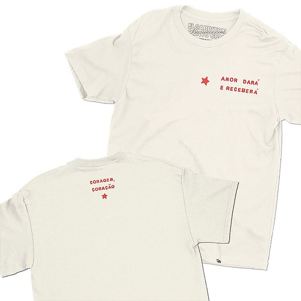 Coragem, coração - FRENTE e COSTAS - Camiseta Basicona Unissex