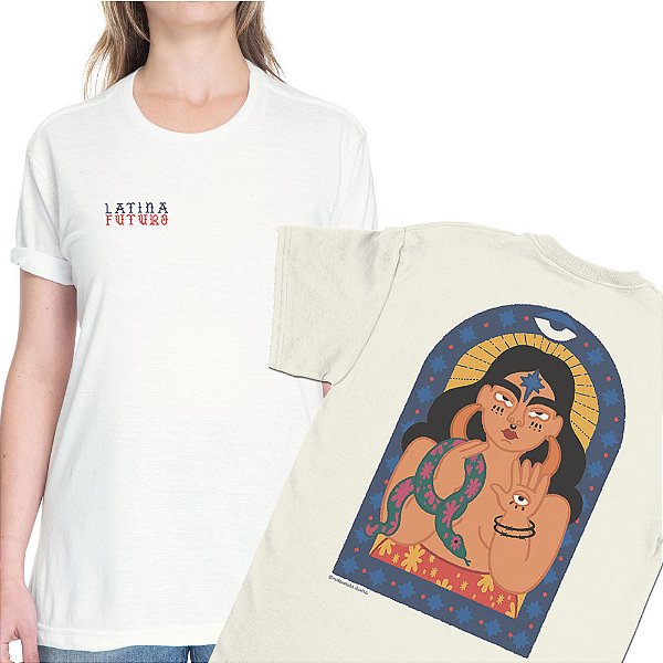 Latina Futuro - AZMINA 25 - FRENTE e COSTAS - Camiseta Basicona Unissex