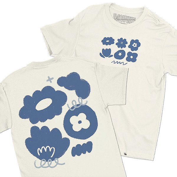 Flores de Melissa Ery - FRENTE e COSTAS - Camiseta Basicona Unissex