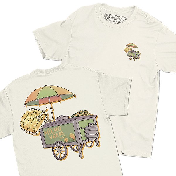 Carrinho do Milho - FRENTE e COSTAS - Camiseta Basicona Unissex