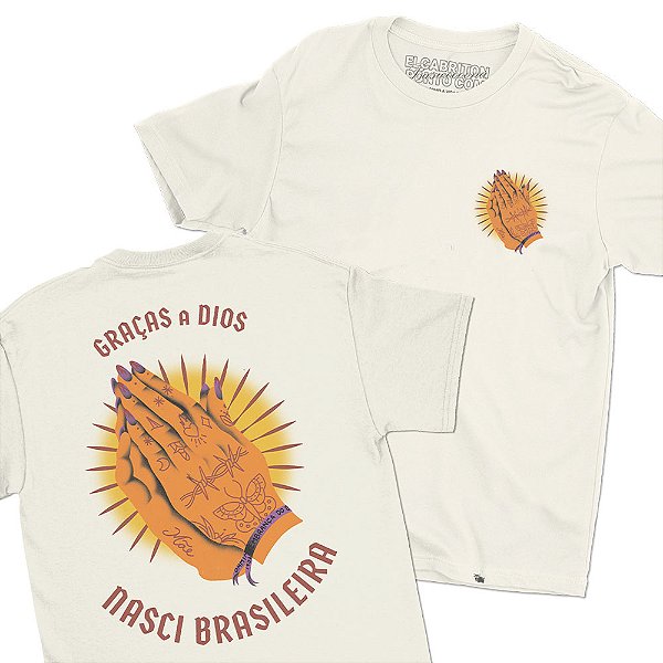 Graças a Dios de Catarina Bernardi - FRENTE e COSTAS - Camiseta Basicona Unissex