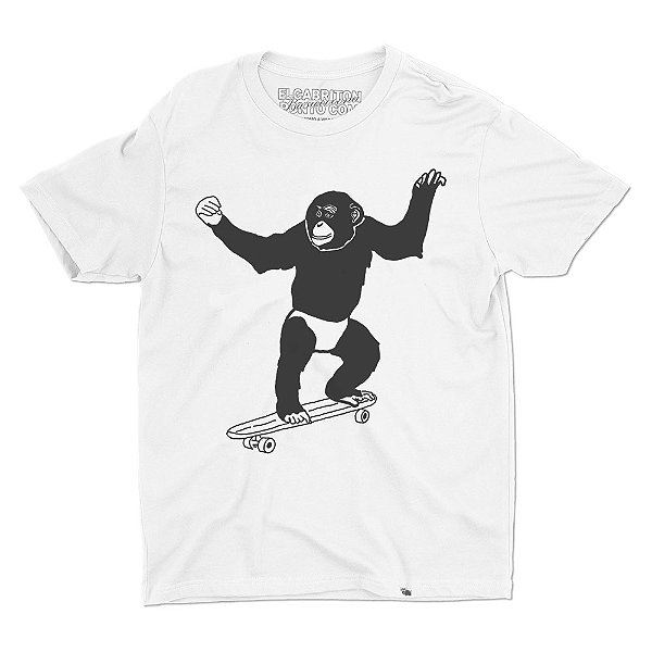 Macaco no Skate de Estevão Simonka - Camiseta Basicona Unissex