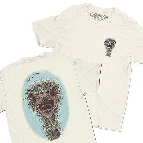 O Avestruz de Juaguiart - FRENTE e COSTAS - Camiseta Basicona Unissex