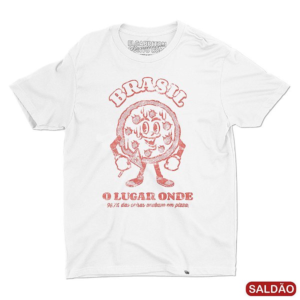 Tudo Acaba em Pizza - Camiseta Basicona Unissex-Saldão