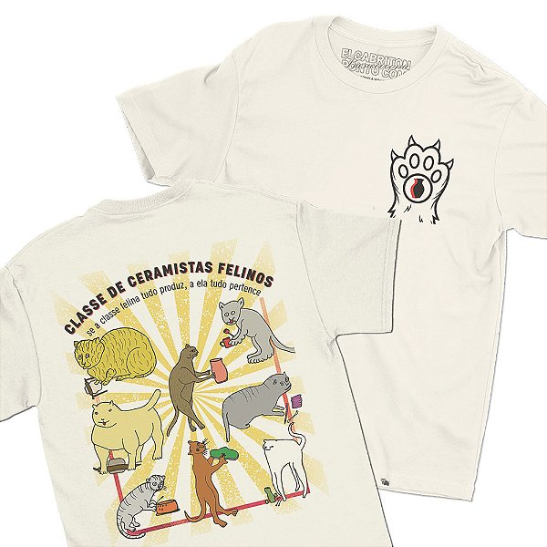 Gatos Medievais Ceramistas - FRENTE e COSTAS - Camiseta Basicona Unissex
