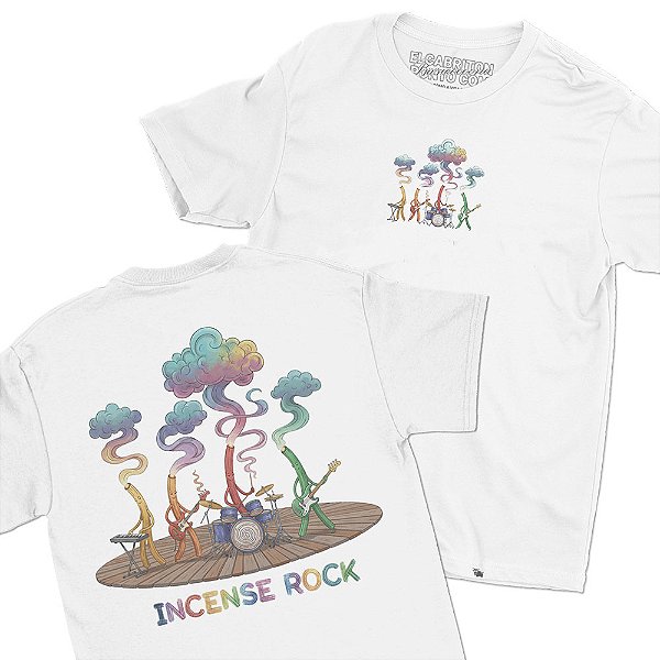 Incense Rock - FRENTE e COSTAS - Camiseta Basicona Unissex