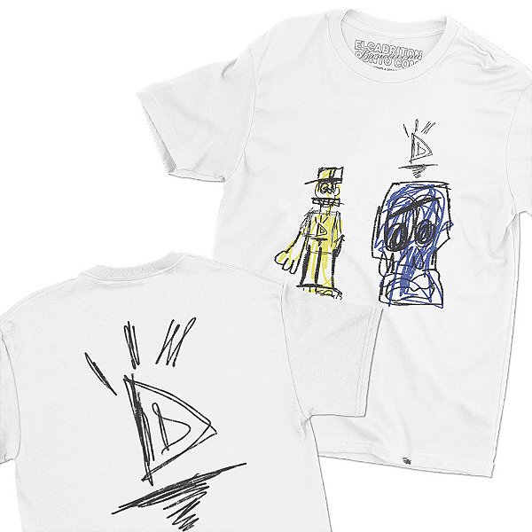 Desenhos de Davi Langa - FRENTE e COSTAS - Camiseta Basicona Unissex