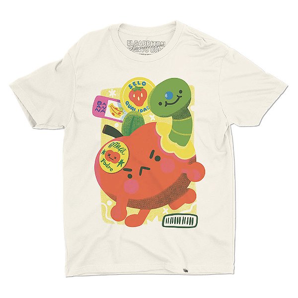 Fruta Com Adesivo  - Camiseta Basicona Unissex